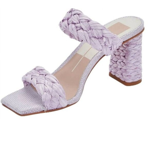 NEW Dolce Vita Paily Lilac Raffia Braided Straps Slip On Open Toe Heeled Sandal - Picture 2 of 11